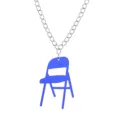 Modische blaue Acryl Faltestuhl Anhänger Halskette mit silberner Kette, moderner Stil. - Halskette / Spiegelkönigsblau