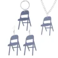 Acryl Klappstuhl Schmuckset mit Ohrringen, Halskette und einem stilvollen Anhänger. - Halskette Ohrringe Schlüsselanhänger Kombi / Spiegeldunkelgrau