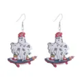 Halloween retro geest skateboard houten oorbellen grappige skelet hanger sieraden - Geest Skateboard Stijl (Nr. 2)