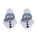 Detailaufnahme von süßen handgefertigten Fimo Schneemann Ohrringen mit blauem Hut und Schal. - Schneemann-Stil (Nr. 1) / Nr. 1