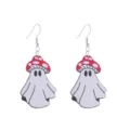 Halloween spook paddestoel houten oorbellen schattige en grappige feest sieraden voor dames - Geest Paddenstoel Stijl (Nr. 5)