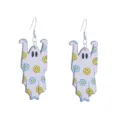 Leuke houten spook oorbellen voor Halloween met lachend gezicht, stijlvolle sieraden. - Bloemen Smiley Geest Stijl (Nr. 7)