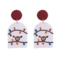 Detailansicht von Weihnachts-Ohrhängern aus Polymerlehm mit bunten Lichterketten-Motiven. - Bunte Lichter Deko Stil (4号) / Größe 4