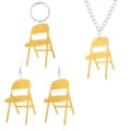 Einzigartiges Faltsuhl Spiegel Acryl Schmuck Set mit Ohrringen, Kette und Schlüsselanhänger. - Halskette Ohrringe Schlüsselanhänger Kombi / Spiegelgold