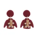 Weihnachten Lebkuchenmann Pullover Ohrringe, süße weiche Ton Feiertag Schmuck Ohrstecker. - Größe 8