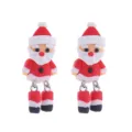 Süße Weihnachtsmann weiche Keramik baumelnde Ohrringe Detailaufnahme, festlicher Festtags-Modeschmuck. - Größe 9