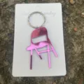 Rosa verspiegelter Klappstuhl Schlüsselanhänger Mini Auto Hänger Tasche Zubehör Geschenke - Spiegel Lila