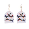 Detailansicht der Weihnachts-Lichterketten Polymer Ton Ohrringe mit bunten Glühbirnen Motiven. - Bunter Glühbirnen Bogenstil (8)