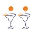 Detalles de pendientes de cóctel de acrílico, diseño lindo y ligero para uso diario. - Forma de Cóctel (Estilo 4 Botón) / Naranja