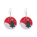 Weihnachtsbaum Ohrringe Fimo Ton festlich niedliche Winter Feiertag Schmuck Detailansicht - Roter Verschneiter Weihnachtsbaum Stil (10)