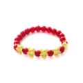 Rotes Perlenarmband mit goldenen Cartoon-Drachen-Anhängern, Glücks-Zodiac-Geschenk für das Jahr 2024. - 5 Drachen Rote Perlen Stil