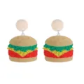 Pendientes de acrílico con purpurina de hamburguesa joyas divertidas de comida rápida - Forma de Hamburguesa (Estilo 2 Botón) / Amarillo