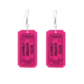 Pink acrylic ticket drop earrings Y2K style fashion jewelry for women and girls daily wear - Ticket Shape (Style 6 Hook)