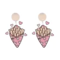 Detalle de pendientes de acrílico patatas fritas rosa Y2K, aretes divertidos de comida rápida. - Forma de Patatas (Estilo 3 Botón) / Rosa
