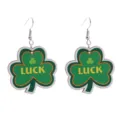 St. Patrick's Tag Holz Ohrringe grünes Kleeblatt LUCK Ohrhänger Festival Party Schmuck - Stil 11 (Klee LUCK)