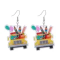Back-to-School Acrylic School Bus Earrings Cute Novelty Educational Dangle Earrings for Students - Yellow School Bus Style (1号)