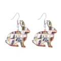 Detailed close-up of cute acrylic rabbit bookshelf earrings with metal hooks, unique design. - Creative Rabbit Style (2号)