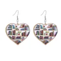 Cute acrylic heart bookshelf earrings for back to school book lovers drop dangle jewelry. - Heart Bookshelf Style (4号)