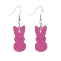 Süße rosa Hase Holz Ohrringe für Frauen Mädchen, perfekte Osterei Party Schmuck Geschenke. - Ohrhaken / Weinrot