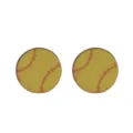 Χαριτωμένα ξύλινα σκουλαρίκια καρφωτικά softball, αθλητικά ξύλινα σκουλαρίκια για γυναίκες. - Στυλ Σόφτμπολ