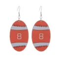 Boucles d'oreilles pendantes en bois football américain avec chiffre 8, style campus sport. - Style 3 Imprimé Numéro 8
