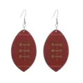 Boucles d'oreilles football américain en bois, style sport, design géométrique imprimé. - Style 4 Goutte Football