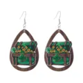 Orecchini di legno San Patrizio dettaglio, forziere verde trifoglio goccia, gioielli festivi. - Taglia 6
