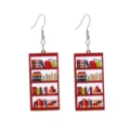 Bonitos pendientes colgantes de acrílico con diseño de estantería de libros ideal para la escuela. - Estilo Librería Rectangular (8号)