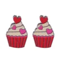 Χαριτωμένα ξύλινα σκουλαρίκια cupcake με καρδιές, ιδανικά για δώρο και καθημερινή χρήση. - Στυλ Cupcake Καρδιά (Μοντέλο 14)