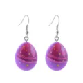Niedliche Osterei-Ohrringe mit Sternmustern, süßes violettes rosa Metalldesign. - Lila Sternenei Stil (8)