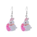 Osterhase Kaninchen Harz Ohrringe süße Cartoon Ei Schmuck für Frauen und Frühling Stil - Hase mit Rosa Ei Stil (10)