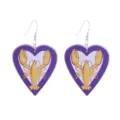 Schöne Hummer Herz Holz Ohrringe für Damen Mode Party Schmuck Accessoire Geschenk. - Stil 6 (Violetter Rahmen Hummer Herz)