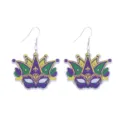 Mardi Gras Narrenkrone Maske Ohrringe Detail, lila grün gelb Karneval Farbblock Stil - Stil 12 (Krone Maske)