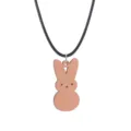 Süße Oster rosa Hase Holz Anhänger Halskette, Festival Party Cartoon Modeschmuck für Mädchen. - Halskette / Orange