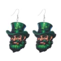Orecchini Pendenti In Legno Leprechaun Irlandese San Patrizio Quadrifoglio Cappello - Taglia 14