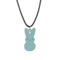 Süße pastellblaue Hase Holz Anhänger Halskette Detail, leichte Festival Party Accessoire - Halskette / Hellblau