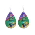 Bunte Karneval Tropfen Leder Ohrringe mit einzigartigem Frosch Motiv für elegante Partys - Stil 15 (Frosch Krieger Träne)