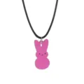 Süße rosa Hase Holz Anhänger Halskette mit schwarzer Kordel, perfekt für Osterparty Geschenke. - Halskette / Weinrot