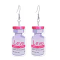 Gedetailleerd overzicht van acryl medicijnflesje oorbellen in roze, leuke verpleegster sieraden. - Stijl 2 (Medicijnfles Vorm)
