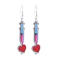 Orecchini in legno con siringa da infermiera, divertenti gioielli a tema medico per le donne. - Stile Siringa Attraverso il Cuore (No 14)