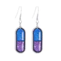 Orecchini pendenti in legno capsula blu viola, gioielli divertenti tema medico infermiera. - Stile Capsula Blu e Viola (No 17)