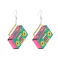 Retro Boombox Acrylic Dangling Earrings Colorful Vintage Radio Ear Pendants Jewelry - Radio Style (Number 3)