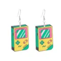 Retro game console acrylic drop earrings detail view, cute vintage handheld toy design jewelry. - Game Console Style (Number 4)