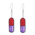 Leuke glinsterende acryl capsule pil hanger oorbellen met zilveren haken voor dames. - Stijl 8 (Rood Paars Glitter Capsule)