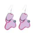Stethoscope wooden dangle earring detail, unique nurse day jewelry gift, lightweight design. - Pink Stethoscope Style (No 2)