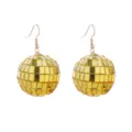 Gold disco ball earrings, vintage 70s style mirror mosaic drop earrings for party and daily wear. - Gold Single Ball (Style 5)