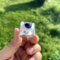 Einzigartiger Acryl Harz Augapfel Ring mit falschen Wimpern, quadratisch für Mode Damen Statement. - Größe 7 / Transparent Braunes Auge Mit Wimpern