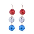 Lange rode witte en blauwe discobal hangende oorbellen voor dames feest festival sieraden. - Stijl 1 Discohops Oorbellen