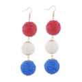 Rood witte en blauwe geweven bal hangende oorbellen voor vrouwen patriottische sieraden. - Stijl 2 Geweven Bal Oorbellen