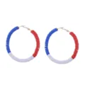 Rood wit blauw polymeer klei schijf kraal grote hoepel oorbellen statement sieraden - Stijl 4 Gesegmenteerde Klei Creolen